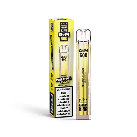 Aroma King Gem 600 Disposable Vape Pod Box of 10-Pineapple Lemon-vapeukwholesale