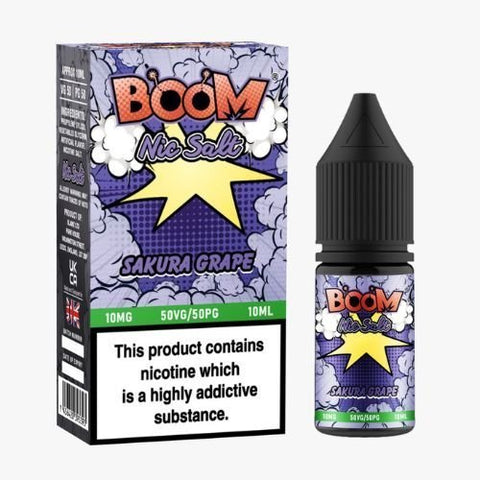 Boom Nic Salts 10ml E-liquids - Box of 10-Sakura Grape-vapeukwholesale