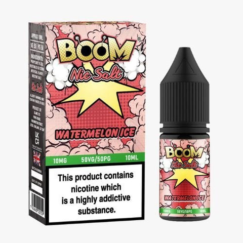 Boom Nic Salts 10ml E-liquids - Box of 10-Watermelon Ice-vapeukwholesale