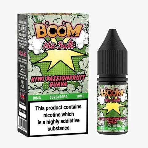 Boom Nic Salts 10ml E-liquids - Box of 10-Kiwi PassionFruit Guava-vapeukwholesale