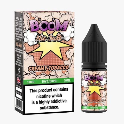 Boom Nic Salts 10ml E-liquids - Box of 10-Creamy Tobacco-vapeukwholesale