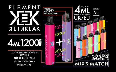 Element Klik Klak Magnetic Disposable Vape Pod Box of 10-Tropical Fruit-vapeukwholesale