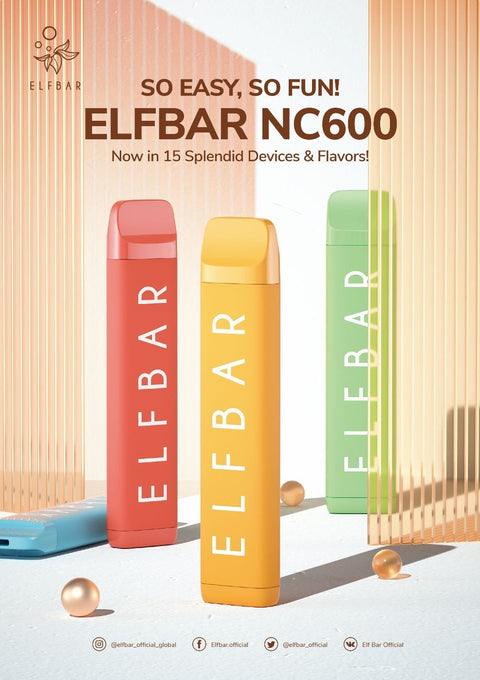 ELF Bar NC600 Disposable Vape Pod Box of 10-Strawberry-vapeukwholesale