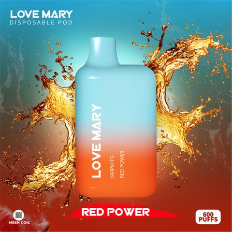 Love Mary 600 Disposable Vape Pod Box of 10-Red Power-vapeukwholesale
