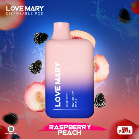 Love Mary 600 Disposable Vape Pod Box of 10-Raspberry Peach-vapeukwholesale